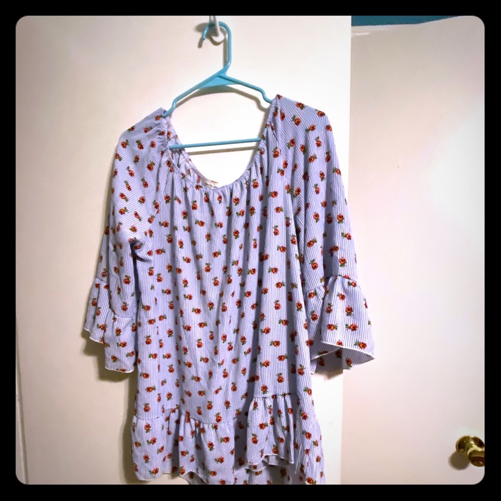 Roses And Stripes Flowy Top